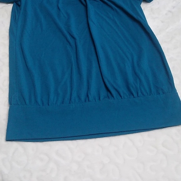 💙 Girls Teal Scrunch Cap Sleeve Top Size Medium - Picture 5 of 6